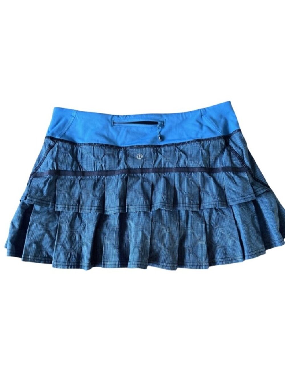 Lululemon Womens Blue Plaid Ruffled Athletic Tennis Running Skort Skirt Size 4
